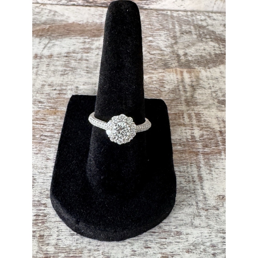 Moissanite Halo Engagement Ring 0.5 Carat Size 6 – Brilliant Sparkle
